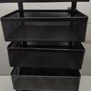 4-Tier Rotating Kitchen Storage Cart on Wheels, Metal Fruit Vegetable Basket Organizer, Rolling Slim Utility Cart with Locking Casters, No Assembly (Black)