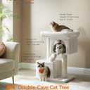 Feandrea Cat Tree, 33.1-in Cute Cat Tower, Plush Kitten Condo, Cream White