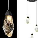 3 Lights Crystal Pendant Light Modern Cluster Chandelier Dimmable Pendant Light Fixture with Black Teardrop Design Stylish Lighting for Kitchen Island, Dining Room, Hallway, Bathroom