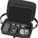 AMAZEAR Carrying Case for DJI Osmo Action 6 Accessories, Compact Hard Shell Carry Bag with Shoulder Strap, Portable Camera Case for Travel, Organization, Storage, Protection, Black