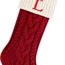 Christmas Stockings,Christmas Decoration Knitted Soft & Comfortable Stockings,Hanging Long Tube Letter Xmas Stocking for Fireplace (1p-red)