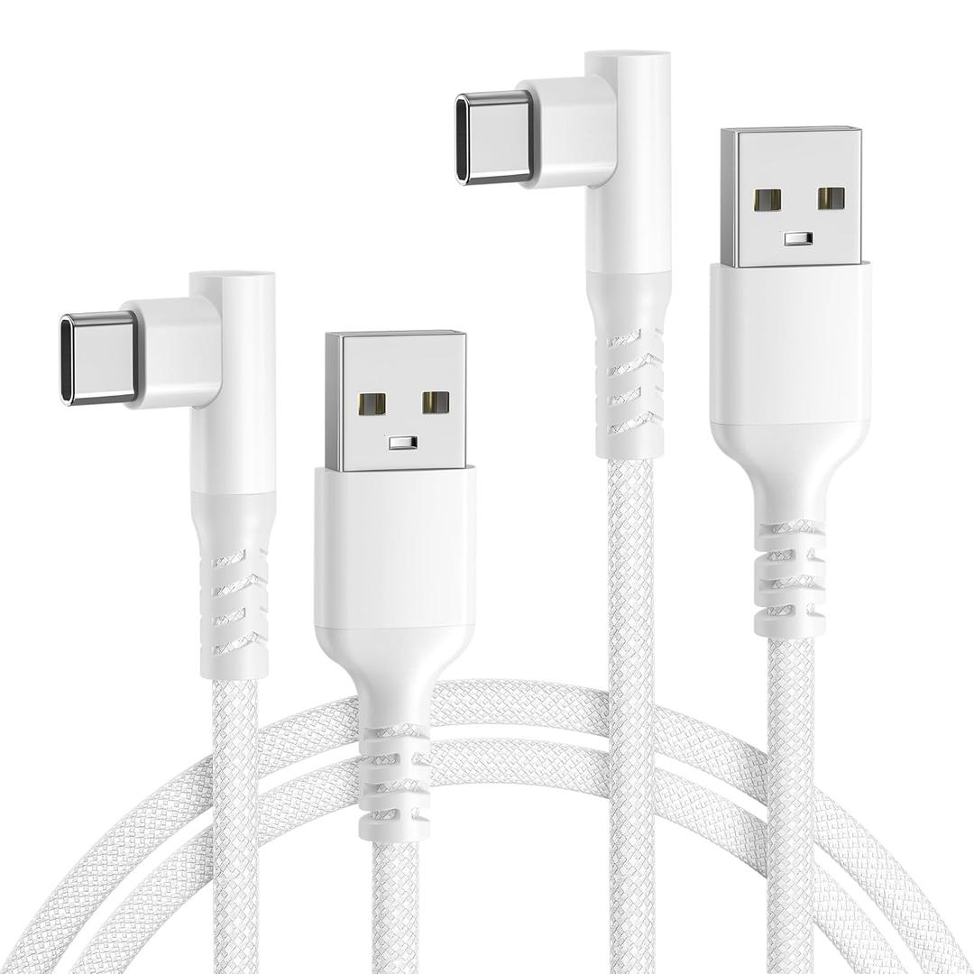 Basesailor Car Carplay Cable for iPhone 16 15 Pro Max,USB to USB C Cable,Right Angle Type C Charging Power Cord for AirPods 4,iPad 10 Air 5 Mini 7 6,Note 21 20 10,S25 S24 S23 S22 Ultra,3.3FT/2Pack (3.3FT/1M, White)
