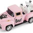 Halloween Truck Decor, Pink Halloween Ghost Truck Decorations for Home Indoor, Mini Cute Ghost Tiered Tray Decor, Farmhouse Kitchen Tabletop Centerpiece Decorations