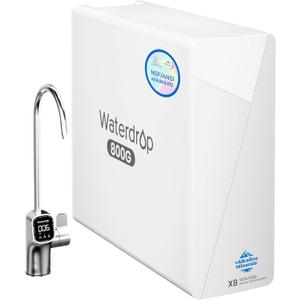 Waterdrop X8-WAN Alkaline Mineral Tankless Reverse Osmosis System, NSF/ANSI 42&58&372 Certified, 800 GPD RO Filter, 10-Stage Filtration Undersink RO System, 2:1 Pure to Drain, LED Faucet, BPA Free
