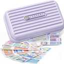 Travel Pill Organizer Box with Medicine Labels, 7 Compartments Portable Pill Case, Daily Medication Organizer Storage Pill Container for Pocket Pharmacy(Purple, L)