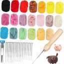 SEWOART DIY Felting Craft Tools 20 Colors Felt Wool 6 Threading Needles Great for Creative Projects