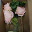 Hollyone Real Touch Peonies Artificial Flowers Arrangements in Vase Pink Fake Peonies with Glass Vase Silk David Austin Roses Faux Flowers with Faux Water Bouquet Table Floral Centerpiece Home Decor