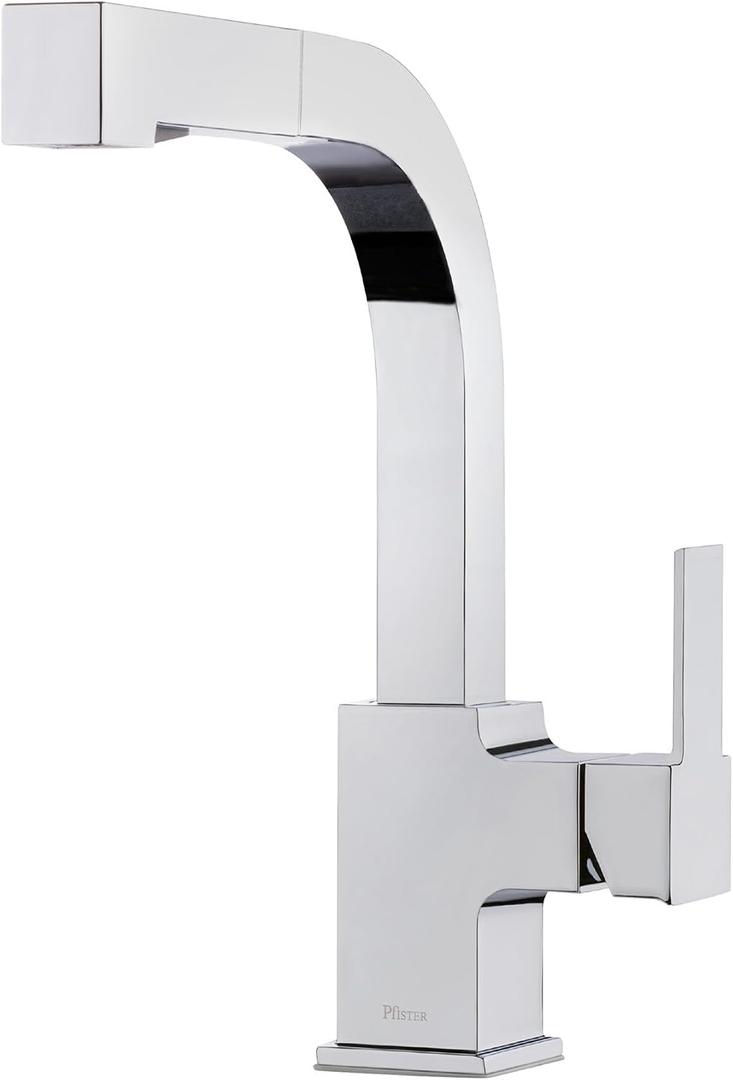 Pfister Arkitek Single Handle Kitchen Sink Faucet with Pull Out Sprayer, High Arc Design, Polished Chrome Finish, 1.8 GPM Flow Rate, 1 or 3 Hole Installation LG534LPMC
