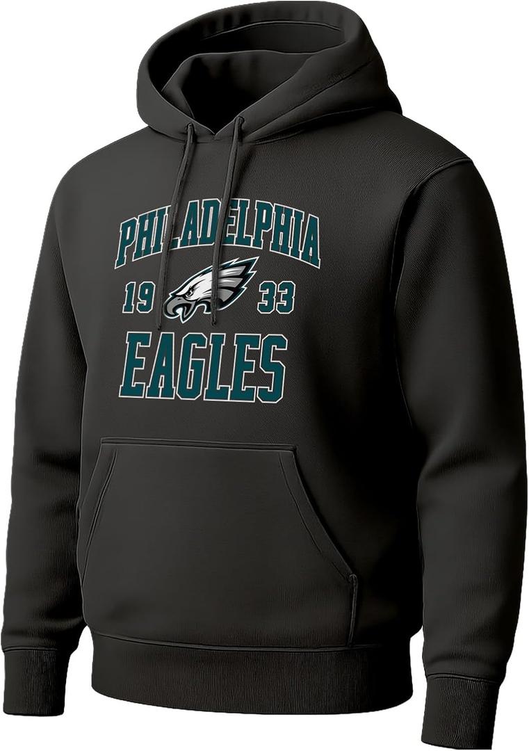 Hybrid Sports NFL - Philadelphia Eagles - Established - Men's and Women's Pullover Hooded Fleece Sweatshirt - Size X-Large - Black