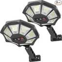 OKPRO Solar Lights Outdoor, 168LED 6500K Flood Light Dusk to Dawn, 8 Sides Solar Outdoor Lights with Motion Sensor, IP66 Waterproof Solar Street Lights Outdoor for Yard, Pools(2 Pack)