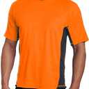 Kanu Surf Mens Swim Shirt with Short Sleeves  UPF 50+ Rash Guard with Quick-Dry Fabric (X-Large, Neon Orange/Charcoal)