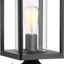 Beionxii Outdoor Post Lights, Dusk to Dawn Large Lamp Post Light Fixture Pier Mount Lantern with Square Base, Black Cast Aluminum w/Clear Cylinder Glass (20" x 7") - A291P-1PK/BS