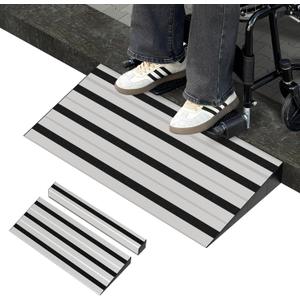 5" Rise Modular Threshold Ramp for Doorways, Stable Wheelchair Ramp for Home Steps, Aluminum Door Ramp and Curb Ramp for Scooters, Power Chairs, Cars, 1100LBS Load Capacity