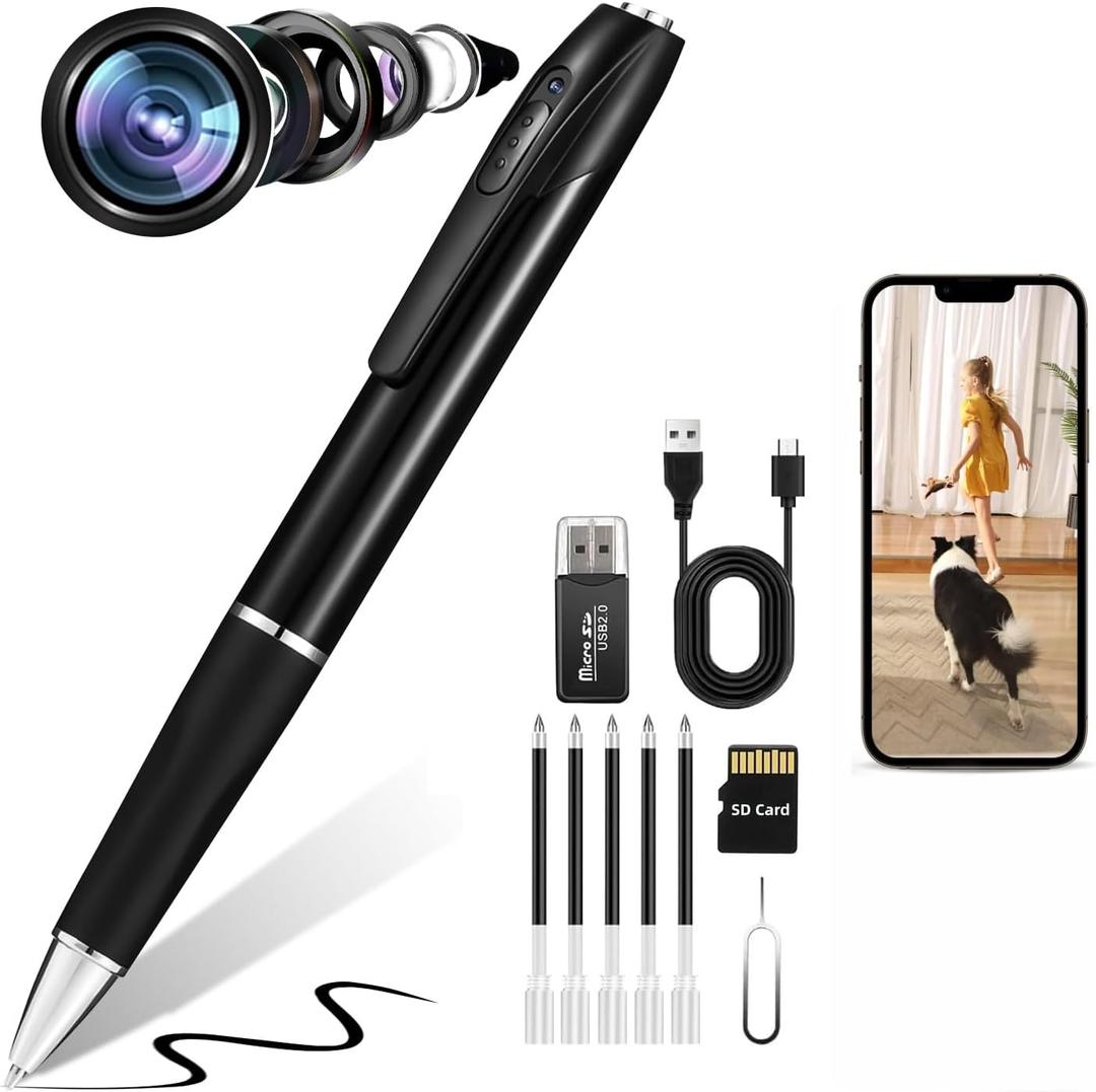 1080P Mini Hidden CameraHD Camera Pen Nanny Cam Mini Security CamerasLong Battery LifeEasy to UseMicro Pen Camera for Important Moment (GB, 32)