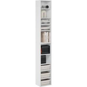 Furinno PASIR Book Shelf, 10-Tier Bookshelf, Bookcase with Open Shelf, 9.2 x 11.8 x 78.7, for Living Room, Bedroom, Home Office, White, 10-Tier, 12-Inch Width