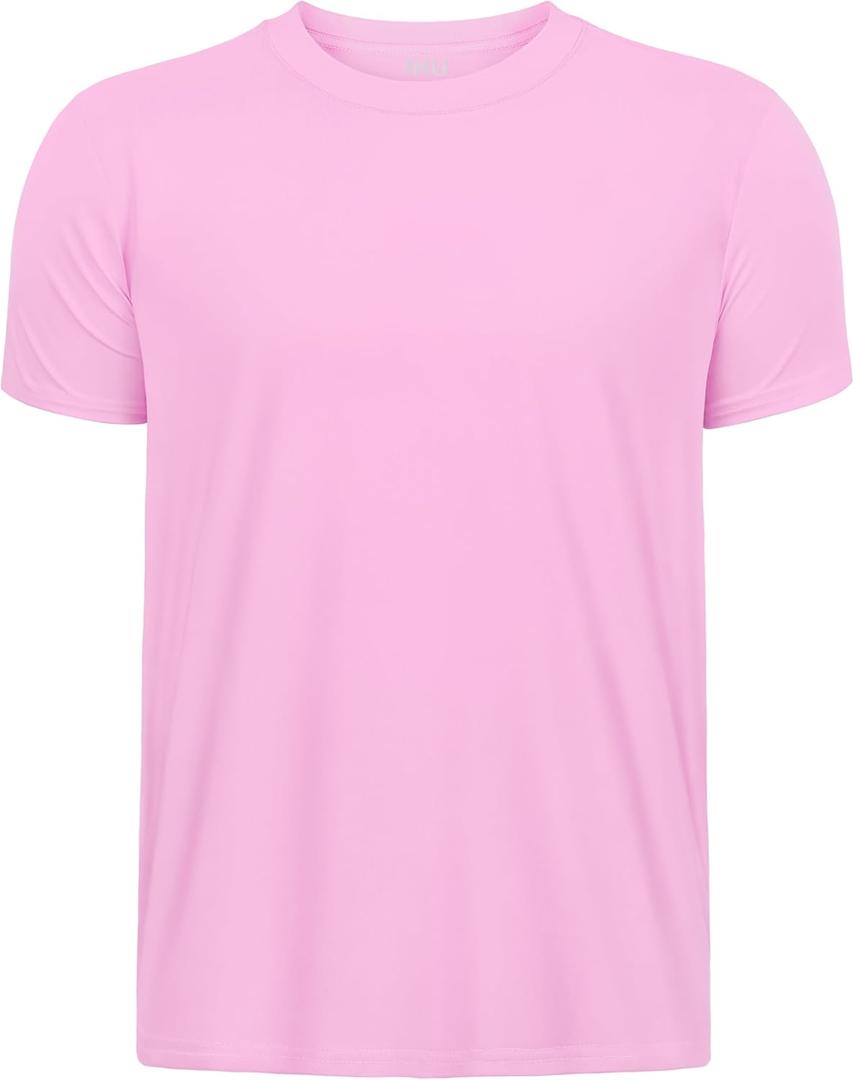 Boys Neon Shirts Dry Fit Athletic T Shirts UPF 50+ Performance Cooling Shirt Short Sleeve Rash Guard Kids Top for Boys Girls (Pink 2T)