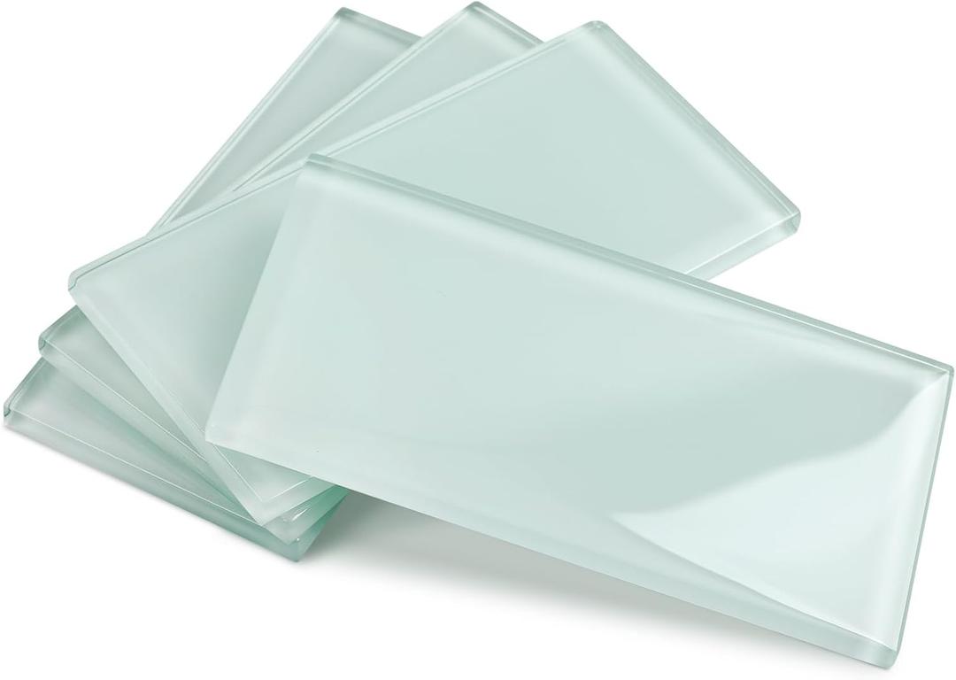 Glass Subway Tile 3 x 6 Inch Pale Green for Kitchen Backsplash Bathroom Wall Pack of 32 Sheets