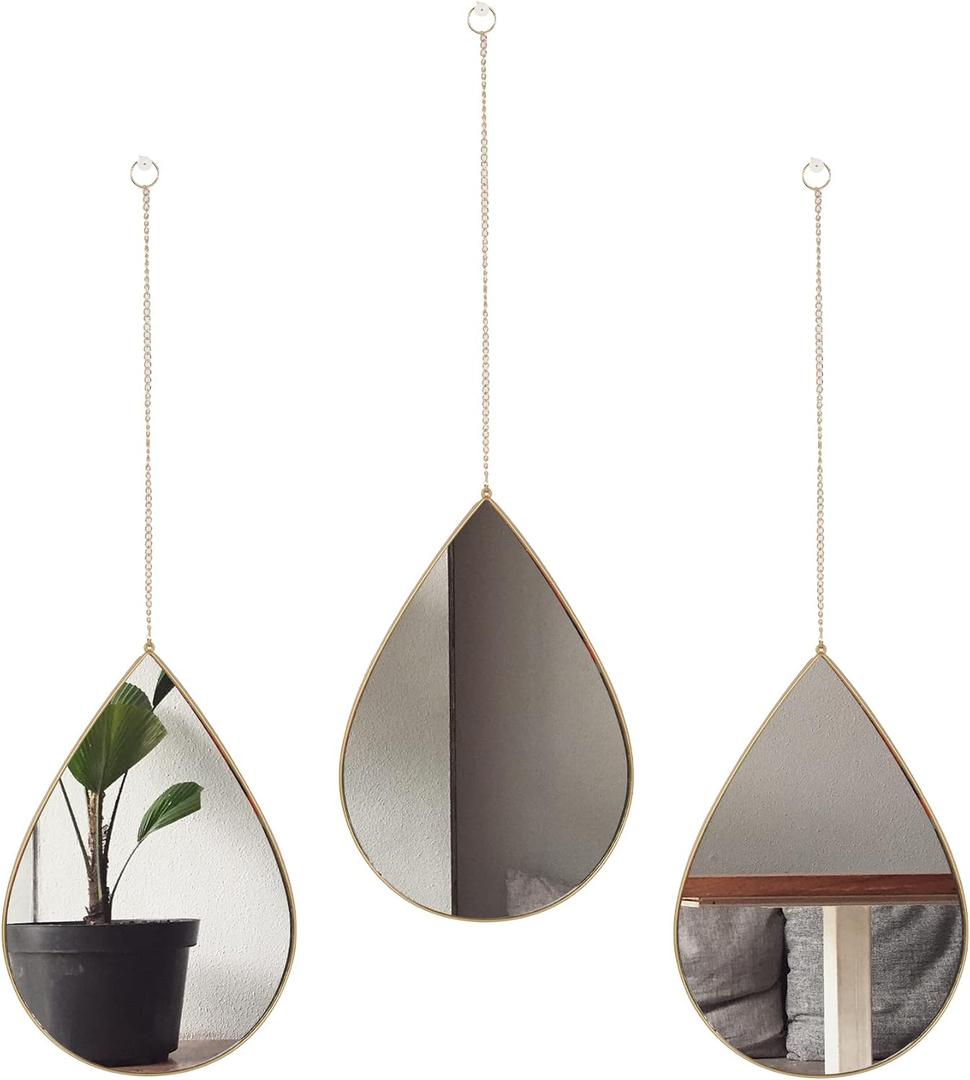 DECANIT Decorative Wall Mirrors Set of 3,Gold Accent Hanging Mirrors for Living Room, Bedroom & Entryway Modern Farmhouse & Boho Home Decor