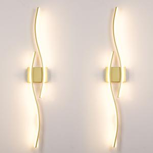 Modern Wall Sconces Set of 2, Dimmable LED with Remote Control, Gold Indoor Wall Sconce, Hard Wired Wall Lights for Living Room, LED Wall Decor for Hallway, Bedroom, 40.5"in, 3 Color, Timer, Memory