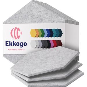 Acoustic Panels 12-Pack Soundproof Wall Panels 14"X12.1"X0.4" Sound Panels High Density Sound Dampening Panels - [Smoky White Hexagon]