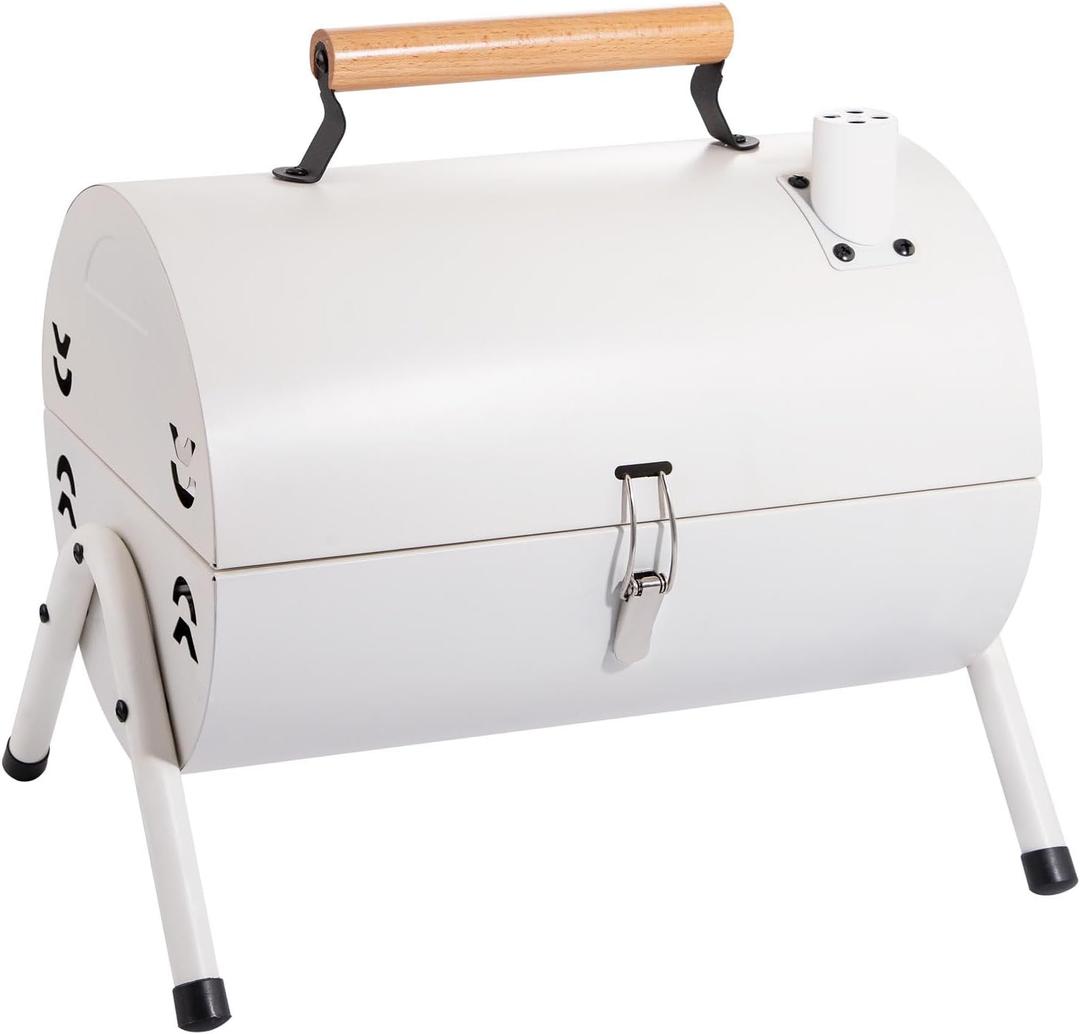 Supernal Tabletop Charcoal BBQ Grill,Portable Charcoal Grill,Small Folding Tabletop Grill for Outdoor Cooking Camping,Picnics,Backyard,Balcony-White,2 Carbon Tank,2 Baking Net,1 Baking Pan