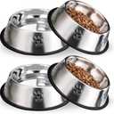 Hamiledyi Stainless Steel Dog Cat Bowl with Rubber Base 4 Pack Pet Feeder and Water Bowls Stackable Non-Slip Puppy Dishes for Small Medium Animals Kitten Rabbit