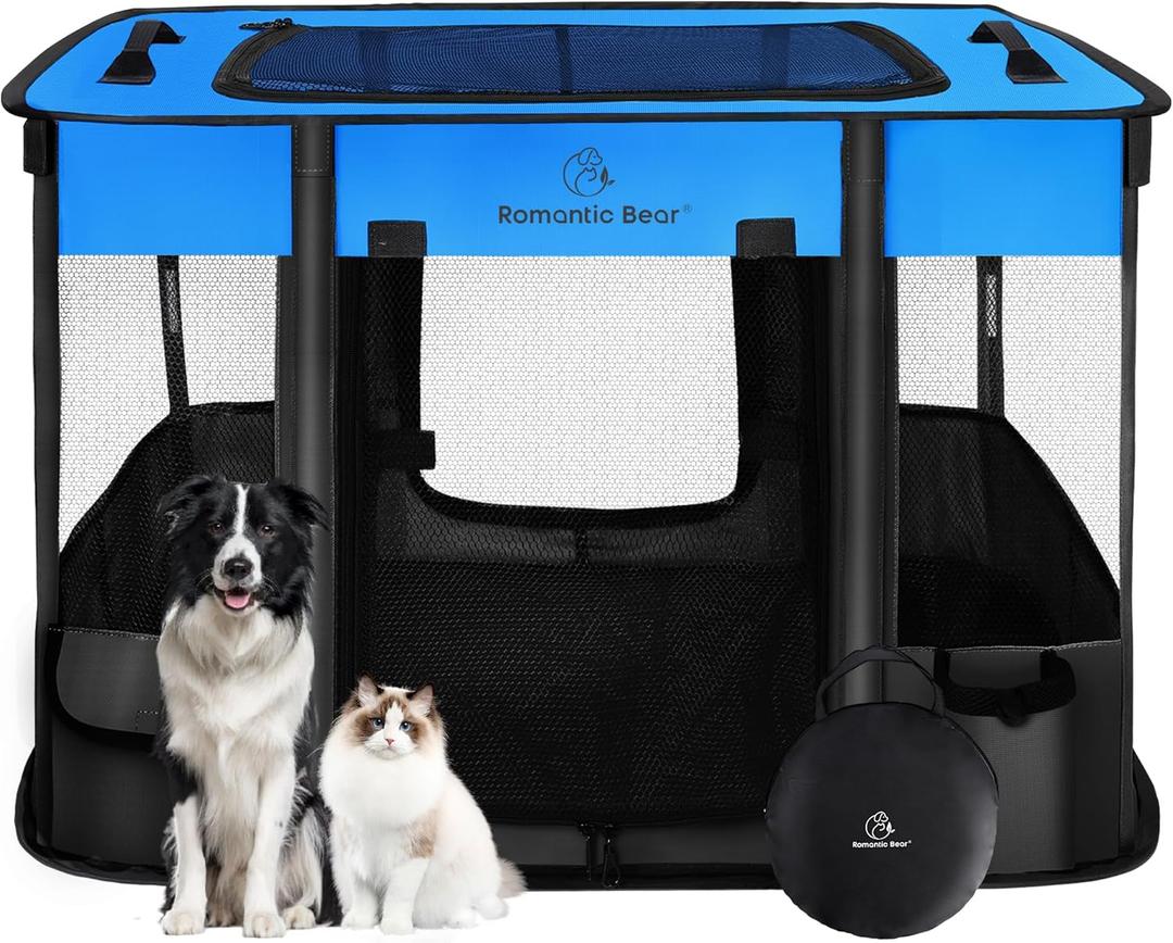 44x34x24 Inches Dog Playpen,Pet Playpen,Foldable Puppy Cat Playpen,Portable Exercise Kennel Tent Crate,Water-Resistant Breathable Shade Cover,Indoor Outdoor Travel Camping Use for Small Animals(L)