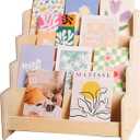 Greeting Card Display Stand Holder, 4-Tier Wooden Organizer Rack for Retail Stores, Postcards, Stickers, Stationery