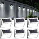 SOLPEX Solar Step Lights, 6 Pack Stair Lights, Outdoor Fence Lighting, Solar Powered Deck Lights Waterproof 4 LEDs for Stairway Patio Porch Pathway Walkway Garden (Cold White)