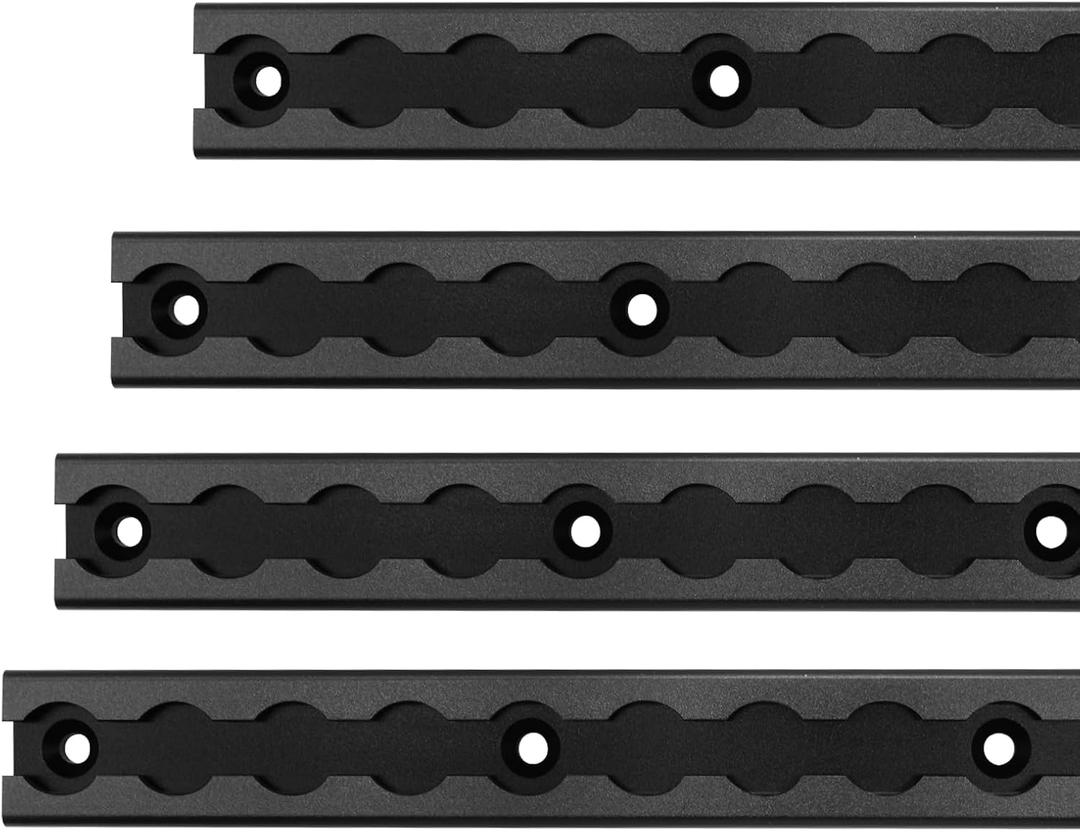 12" L-Track Rail Black 4 Pack, 1ft Aluminum Ltrack Rail for Truck and Trailer, Truck Bed Rail for Motorcycles, ATVs and Bikes