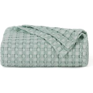 Bedsure Cooling Cotton Waffle Twin XL Blanket - Lightweight Breathable Blanket of Rayon Derived from Bamboo for Hot Sleepers, Luxury Throws for Bed, Couch and Sofa, Mint Green, 66x90 Inches