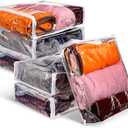 6 Packs Clear Zippered Storage Bags Sweater Moth Bags Plastic Storage for Blankets Clothes Bed Sheet Organizer with Zipper for Closet Linen Sweater Bed Sheet Clothes Pillow(16 x 14 x 4 Inch)