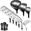 PGM 13 Piece Golf Club Set for Right Handed 460CC Titanium Driver with Ultra-Thin Face, Graphite Shafts, Forged Irons & CNC Milled Putter (Without Golf Bag, Regular, Length: Standard)