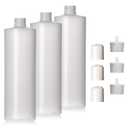 8oz Natural Color HDPE Squeeze Bottles with Disc Cap and Squirt Cap (3 Pack) (8oz)