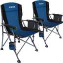 XGEAR Camping Chair with Padded Hard Armrest, Sturdy Folding Camp Chair with Cup Holder, Storage Pockets Carry Bag Included, Support to 400 lbs, 22.83D x 22.83W x 37H in