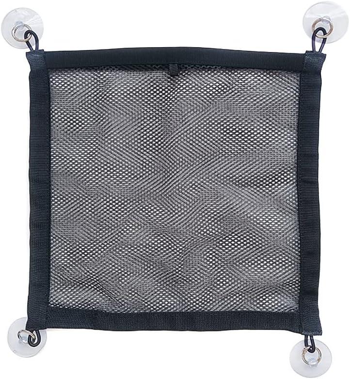 Car Storage Net Bag Phone Car Mesh Net Holder RV Storage Boat Cargo Pocket Suction Cup Window Hanging Bag Hat for RV, SUV, Pickup Truck, Etc (free size, Black)