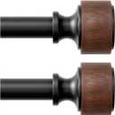 Wood Curtain Rods for Windows 48 to 84 Inch, 1 Diameter Decorative Drapery Rod with Imitation Wood Grain Finials, Adjustable Heavy Duty Curtain Rod, Indoor/Outdoor Modern Curtains Rods,30-88,2 Pack