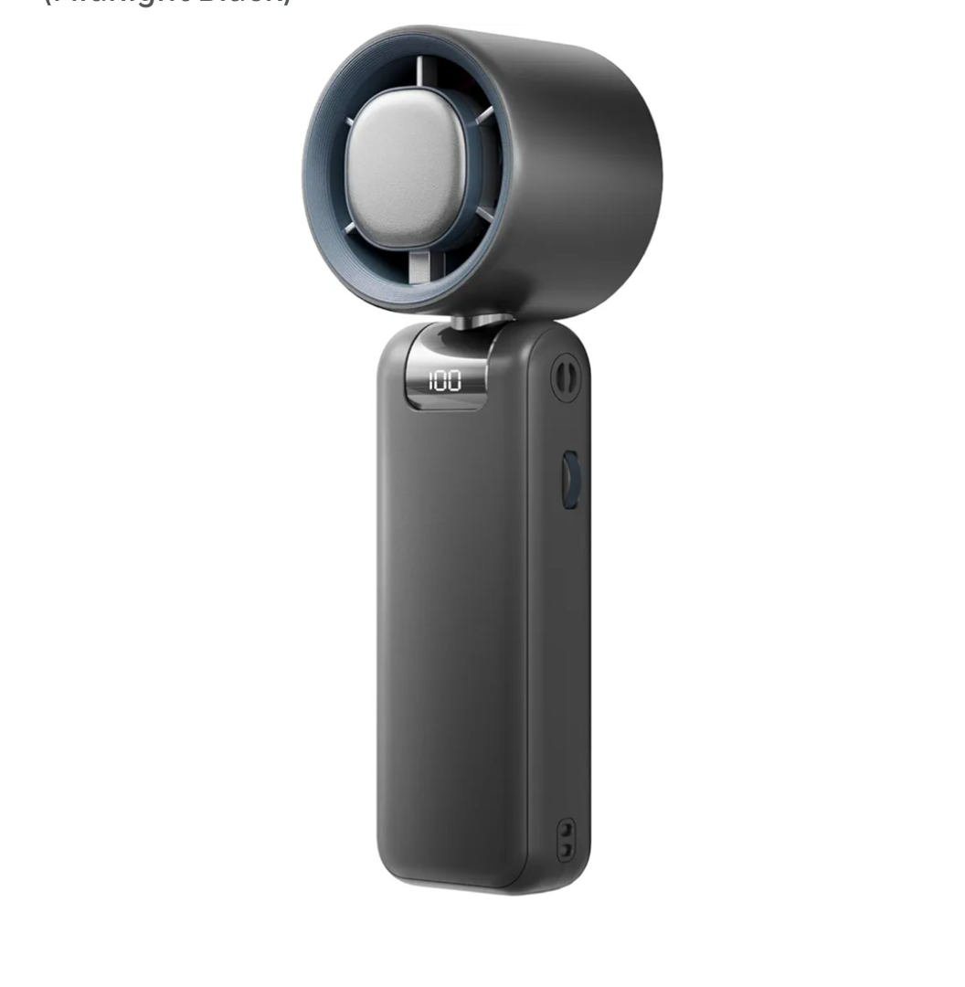 High Speed Handheld Fan, 13500 RPM Turbo Motor TEC Instant Cooling, 4000mAh Battery (3-23H) LCD Display, 3-in-1 Neck/Desk/Portable Fan for Travel Office Sports (Midnight Black)