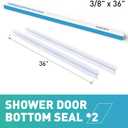 Shower Door Bottom Seal,2 PCS 3/8" X 36" Shower Door Sweep for 3/8 Inch Glass,Frameless Glass Door Seal Strip to Seal 20mm Gap, Stop Shower Leaks and Create a Water Barrier