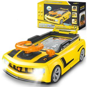 deAO Racing Adventure Car Steering Wheel Toy with Music and Light, Kids Simulation Driving Racing Car Game,Educational Birthday Gift for Boy Girl Toddler Age 3 4 5 6 7 8