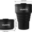 Travel Reusable Silicone Collapsible,13 oz/375 ml,Collapsible Travel Mug,Collapsible Cup for Hot and Cold Drinks (Black)