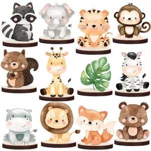 12pcs Safari Centerpieces for Safari Baby Shower Decorations Cute Animals Wild One Birthday Decorations
