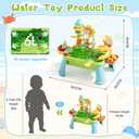 Upgraded 4-in-1 Sand Water Table for Toddlers 1-3, Kids Sensory Table with Electric Water Pump & Sun Flower Faucet, Play Kitchen Sink with Food Accessories, Fishing Toy Adjustable Height