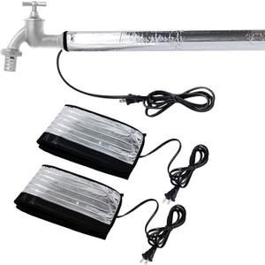Water Pipe Heat Tape Blanket,2 Pack Faucet Heating Blanket,39.4" x 6" Aluminum Foil Freeze Protection Winter Pipe Heater Wrap, Heating Cable for 1-1/4" Metal Plastic Pipes,110V, Max Temp 140F