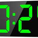 LED Digital Wall Clock with Large Display, Big Digits, Auto-Brightness, 12/24Hr Format, Modern Electric Small Silent Wall Clock for Living Room, Bedroom, Classroom, Farmhouse, Kitchen, Office - Green