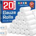 AZEN 20 Pack Gauze Rolls Bandages, 4 in x 4.1 Yards, Premium Medical Supplies & First Aid Supplies, Bandage Wrap Vet Wrap, Mummy Wraps