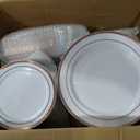 700 Piece Rose Gold Plastic Dinnerware Set for 100 Guests