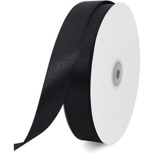 TONIFUL 1 Inch x 100yds Black Satin Ribbon, Thin Solid Color Satin Ribbon for Gift Wrapping, Crafts, Hair Bows Making, Wedding Party Decoration, Sewing, Halloween, Floral Bouquets, Christmas
