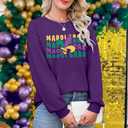 ALLTB Mardi Gras Sweatshirt for Women Carnival Outfit Shirt Fat Tuesday Shirt Holiday Party Long Sleeve Tops (XL)
