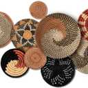 Tatuo 11 Pcs Boho Wall Basket Decor Bulrush Woven Wall Hanging Art Round Farmhouse Rustic Handmade Wicker for Summer Home, Bedroom, Living Room, Kitchen Decorations, Multi Sizes(Classic)